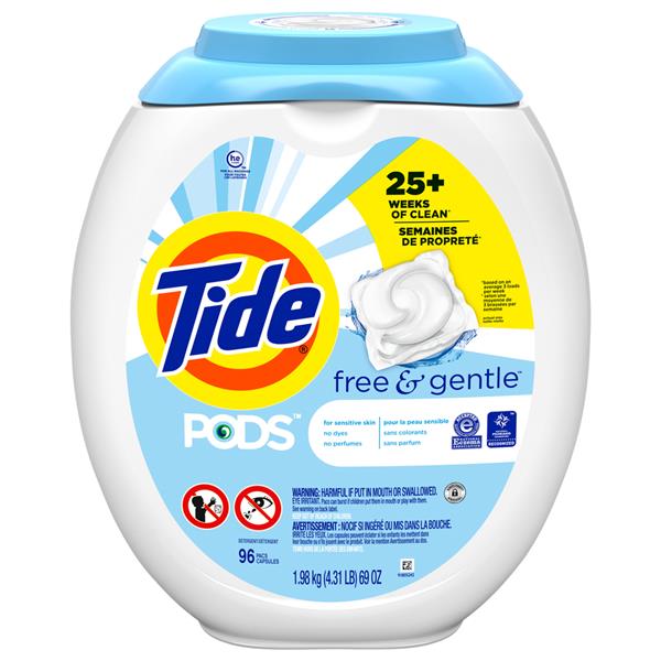 Tide PODS Free & Gentle Liquid Laundry Detergent Pacs, 96 Count | Hy ...