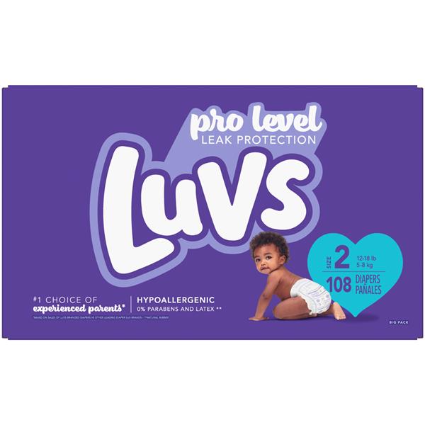 size 2 diapers weight luvs