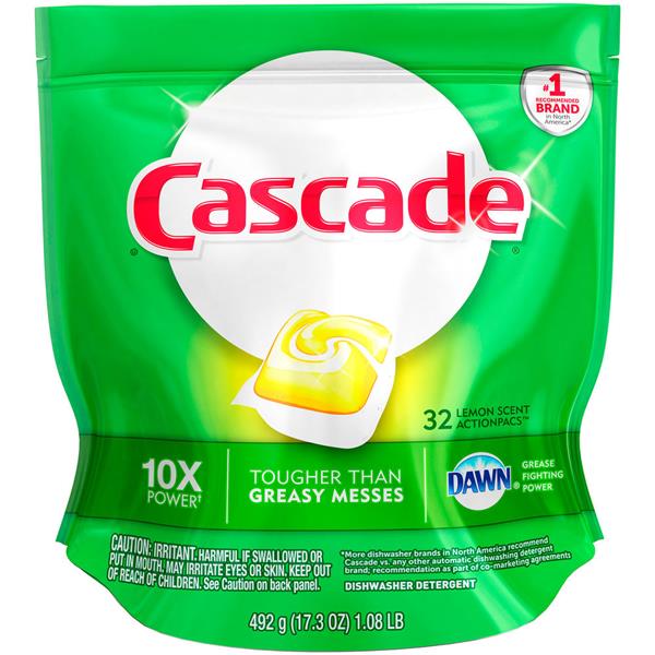 Cascade Dawn Lemon Scent Action Pacs Dishwasher Detergent 32Ct | Hy-Vee ...