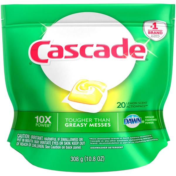 Cascade Dawn Lemon Scent Action Pacs Dishwasher Detergent 20 Ct Pouch Hy Vee Aisles Online