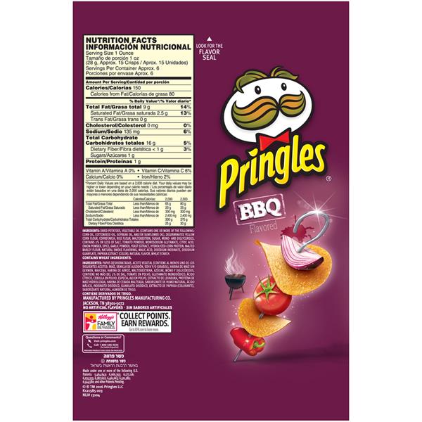 Pringles BBQ Flavored Potato Crisps HyVee Aisles Online Grocery Shopping