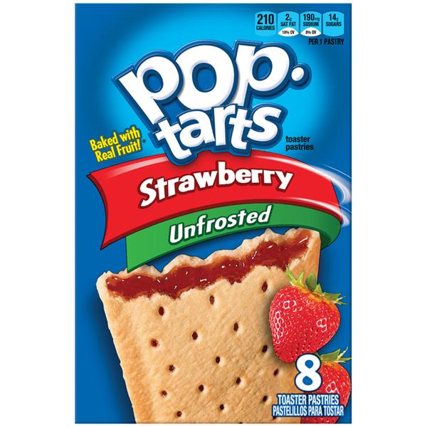 Kellogg's Pop-Tarts Unfrosted Strawberry Toaster Pastries ...