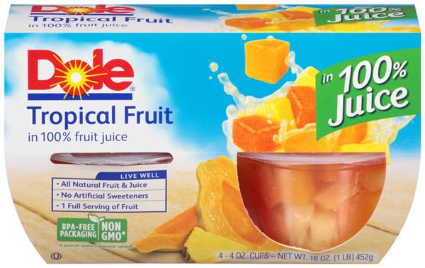 Dole Tropical Fruit In 100 Fruit Juice 4 Pack Hy Vee Aisles Online Grocery Shopping 9022