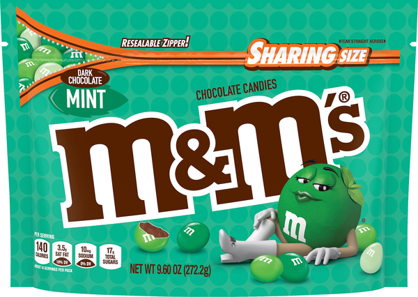 M&M's Dark Chocolate Mint Candy, Sharing Size - 9.6 oz Bag