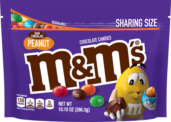 M&M'S Peanut Dark Chocolate Candy Sharing Size 10.1-Ounce Bag (Pack of 8) |  Packaging May Vary