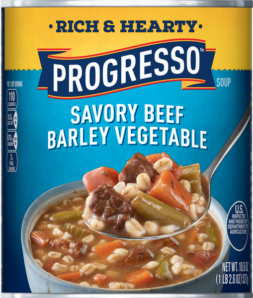 Progresso Rich & Hearty Savory Beef Barley Vegetable Soup | Hy-Vee ...