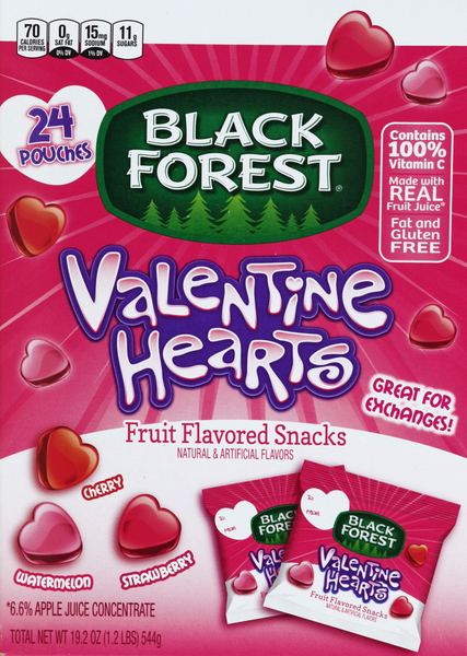 Black Forest Valentine Hearts Fruit Flavored Snacks 24Ct Pouches