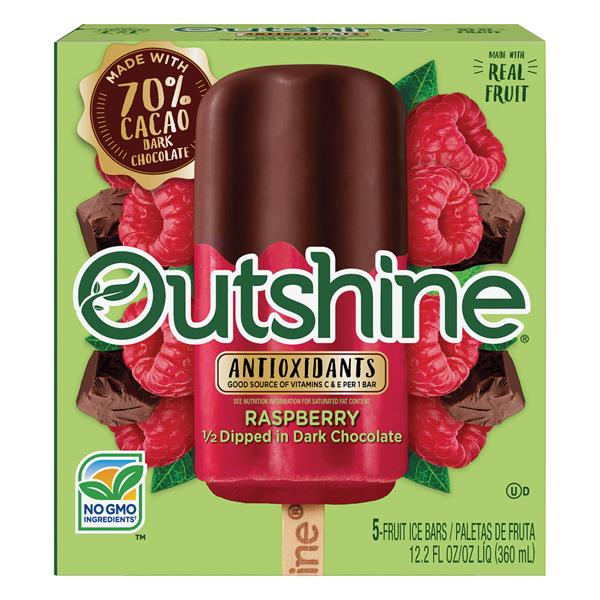 Outshine 1/2 Dipped In Dark Chocolate Raspberry Fruit Bars 5Ct HyVee