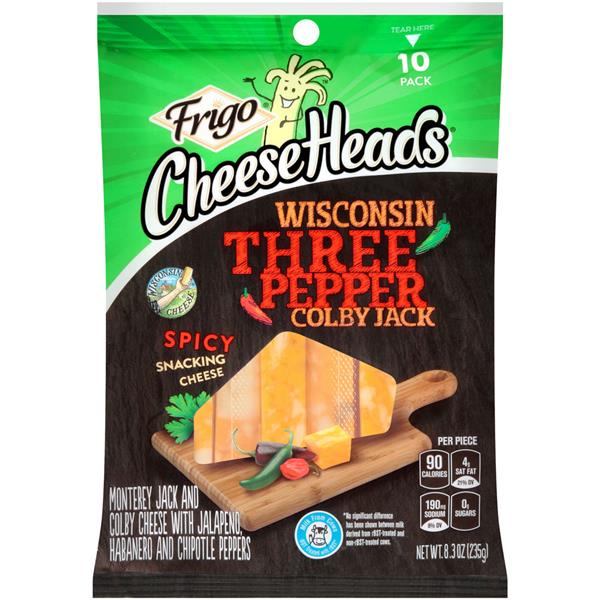 Frigo Cheese Heads Wisconsin Three Pepper Colby Jack Spicy Snacking
