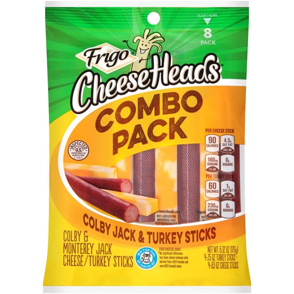 Frigo Cheese Heads Colby & Monterey Jack Cheese & Turkey Sticks 8 ct