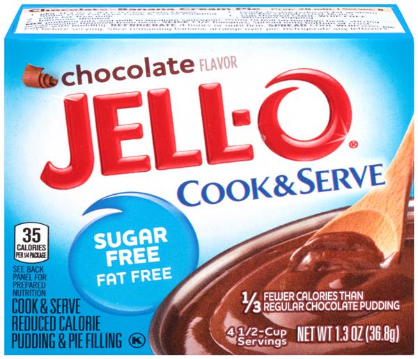 JellO Chocolate Sugar Free Fat Free Cook & Serve Reduced Calorie