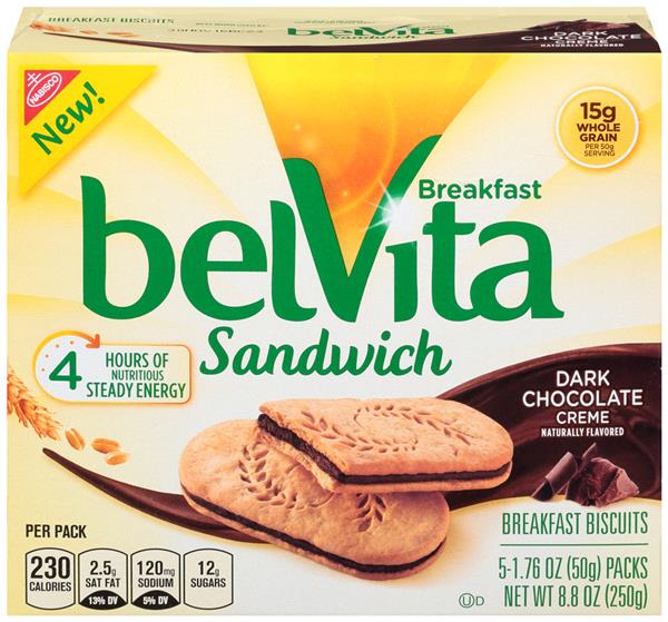 BelVita Sandwich Dark Chocolate Creme Breakfast Biscuits 5Pk | Hy-Vee ...