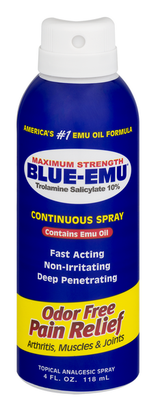 MAXIMUM STRENGTH BLUE EMU PAIN RELIEF BLU EMU- trolamine salicylate spray