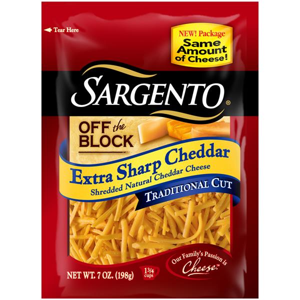 Sargento Off The Block Extra Sharp Cheddar Traditional Cut Shredded ...