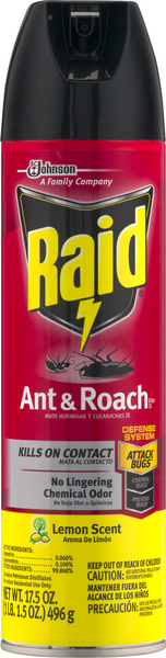 Raid Ant and Roach Killer Aerosol Insecticide, Lemon Scent, 17.5oz