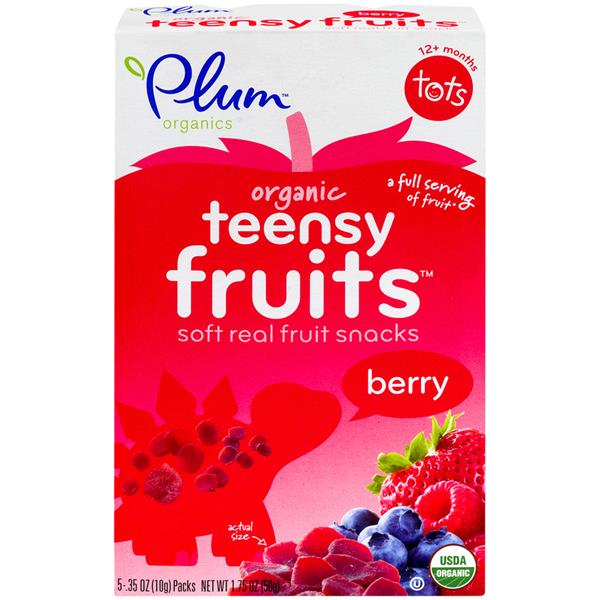 Plum Organics Tots Teensy Fruits Soft Real Fruit Snacks Berry 5 Pk Hy