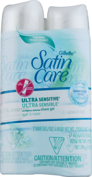 Gillette Satin Care Ultra Sensitive Shave Gel 2pk Hy Vee Aisles Online Grocery Shopping