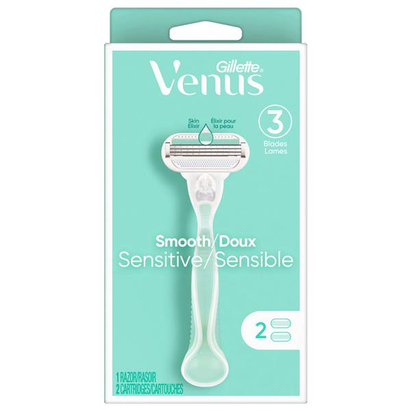 Gillette Venus Smooth Sensitive Women's Razor 1 Handle + 2 Blade