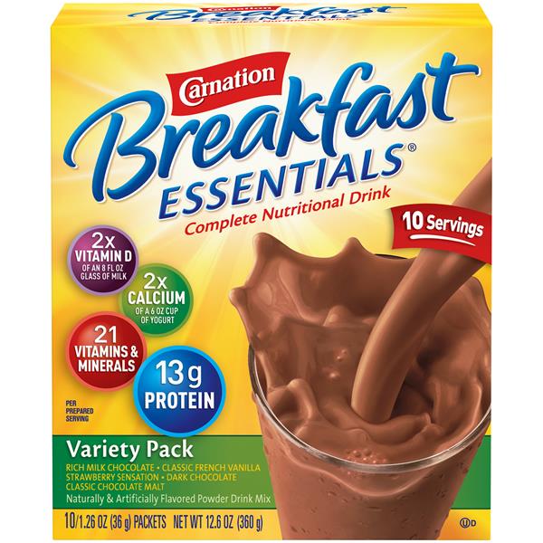 Carnation Breakfast Essentials Variety Pack Complete Nutritional Drink ...