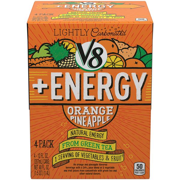V8 +Energy Orange Pineapple Juice Blend 4Pk HyVee Aisles Online