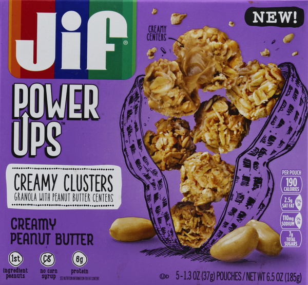 Jif Power Up Creamy Peanut Butter Cluster Bars 51.3 oz Pouches Hy