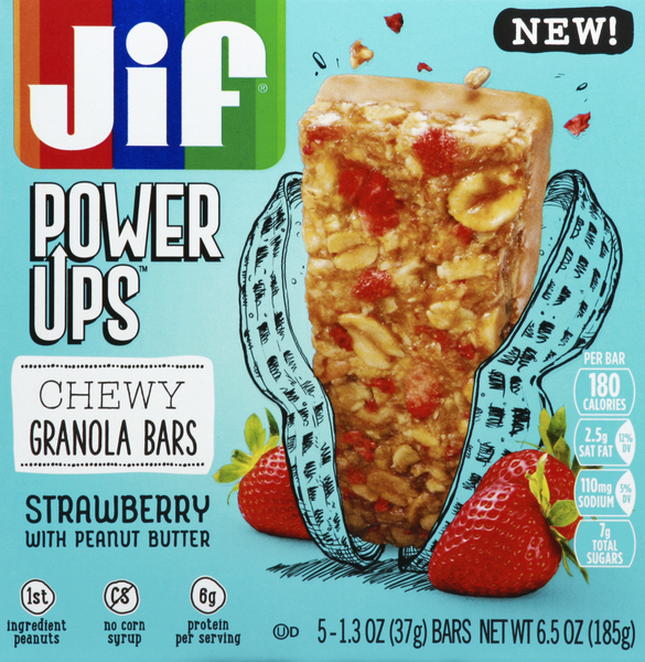 Jif Power Ups Strawberry Peanut Butter Chewy Granola Bars 51.3 oz Bars