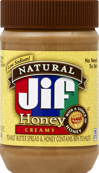 Jif Natural Low Sodium Creamy Peanut Butter With Honey Hy Vee Aisles Online Grocery Shopping