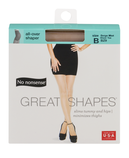 No nonsense Great Shapes Pantyhose All Over Shaper Size B Beige Mist Sheer  Toe 