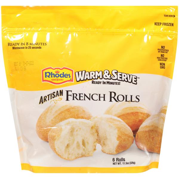 Rhodes Bake N Serv WarmNServ White Artisan French Rolls 6Ct HyVee