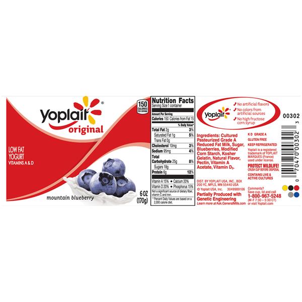 Yoplait Original Mountain Blueberry Low Fat Yogurt HyVee Aisles