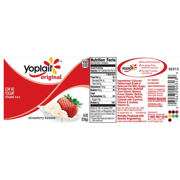 Yoplait Original Strawberry Banana Low Fat Yogurt | Hy-Vee Aisles ...