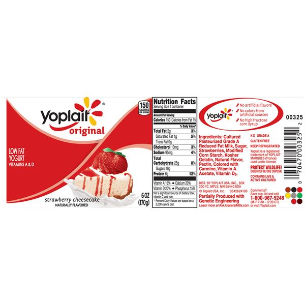 Yoplait Original Strawberry Cheesecake Flavored Low Fat Yogurt HyVee