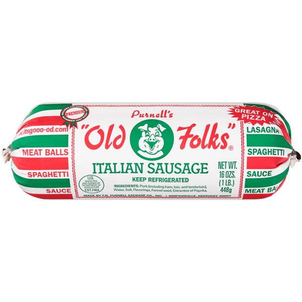 purnell s old folks italian sausage 16 oz chub hy vee aisles purnell s old folks italian sausage 16 oz chub