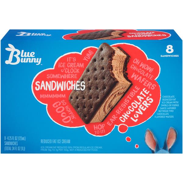 Blue Bunny Chocolate Lovers Ice Cream Sandwiches 8-4.25 Fl Oz | Hy-Vee ...