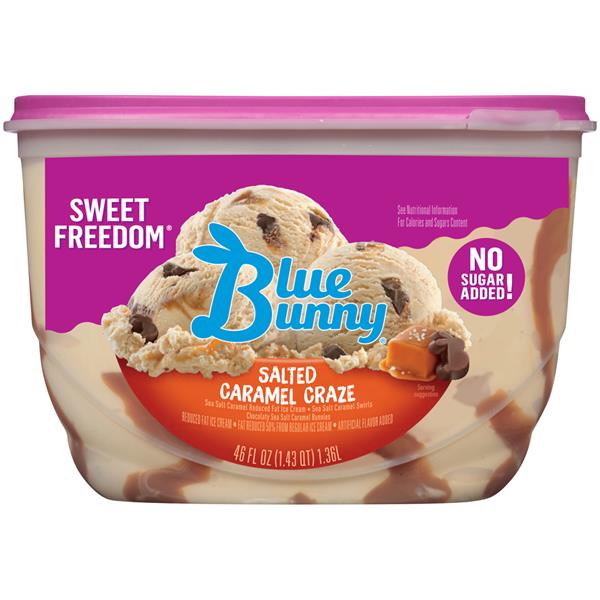 Blue Bunny Sweet Freedom No Sugar Added Salted Caramel Craze Ice