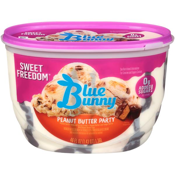 Blue Bunny Sweet Freedom No Sugar Added Peanut Butter Party Ice Cream ...