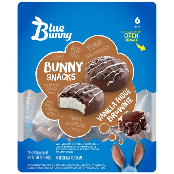 Blue Bunny Bunny Snacks Reduced Fat Vanilla Fudge Brownie Ice Cream