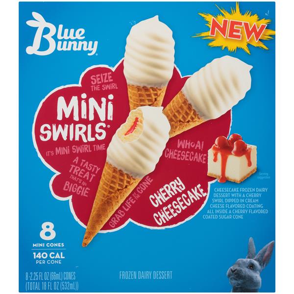 Blue Bunny Mini Swirls Cherry Cheesecake Ice Cream Cone 8-2.25 Fl. Oz ...