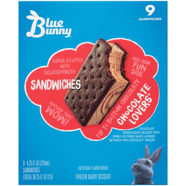 Blue Bunny Chocolate Lovers Ice Cream Sandwiches 9-4.25 Fl.Oz. | Hy-Vee ...