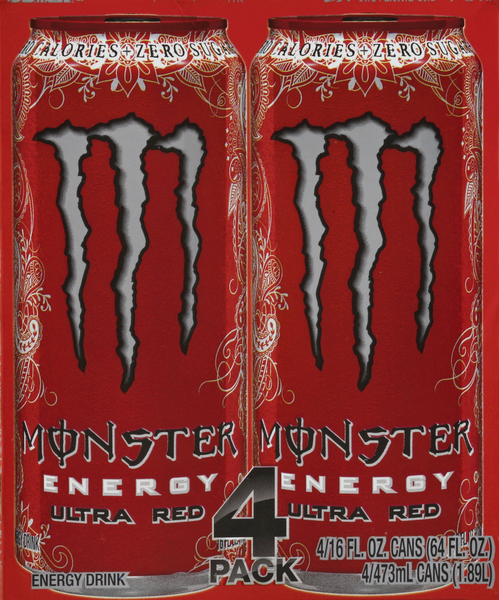 Monster Energy Ultra Red Energy Drink, 16 Fl Oz 