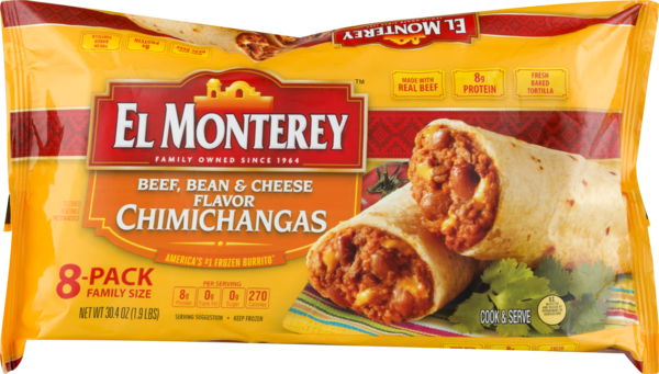 El Monterey Chimichangas, Beef & Bean, 8-Pack Family Size 8 Ea, Meat &  Seafood