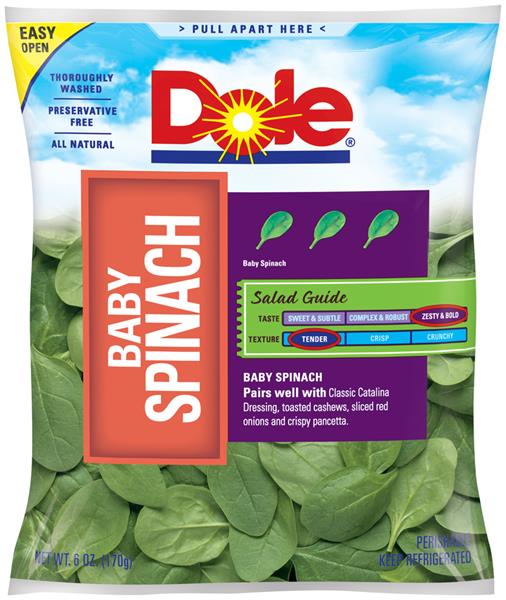 Dole Baby Spinach 6 oz. Bag HyVee Aisles Online Grocery Shopping