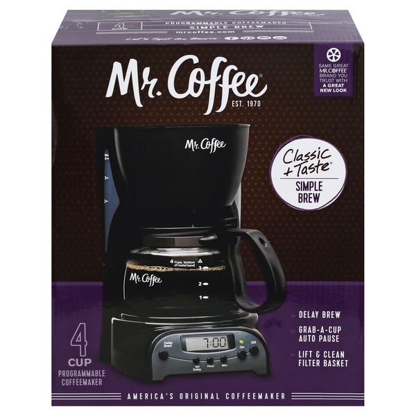  Mr. Coffee 4-Cup Programmable Coffee Maker, Black