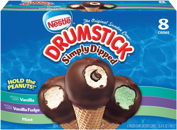 Nestle Drumstick Simply Dipped Vanillavanilla Fudgemint Frozen Dairy Dessert Cones 8 Ct Box 6066