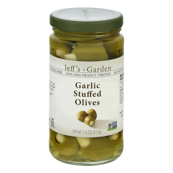 Jeff's Garden Olives, Gluten Free, Garlic Stuffed HyVee Aisles