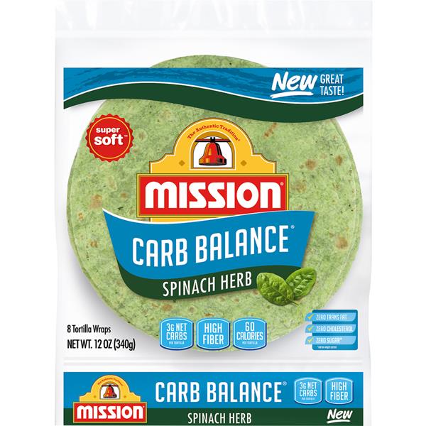 Mission Carb Balance Spinach Herb Tortilla Wraps 8Ct HyVee Aisles Online Grocery Shopping