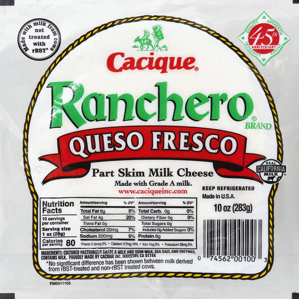 Cacique Ranchero Queso Fresco Part Skim Milk Cheese | Hy-Vee Aisles ...