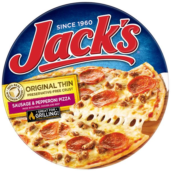 JACK'S Original Thin Crust Sausage & Pepperoni Frozen Pizza 16.1 oz
