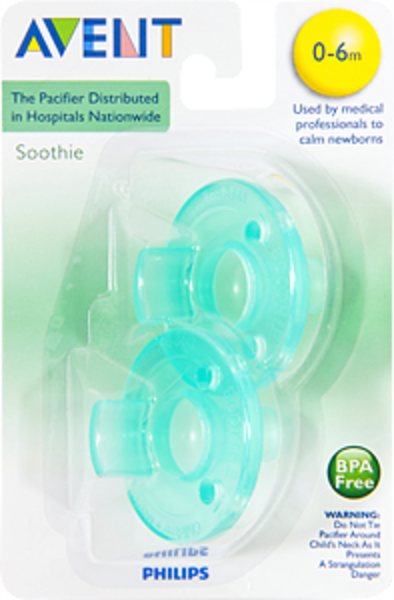 Philips Newborn Soothie Pacifier 3-Pack, 0-3 Months, Hospital Binky, Green
