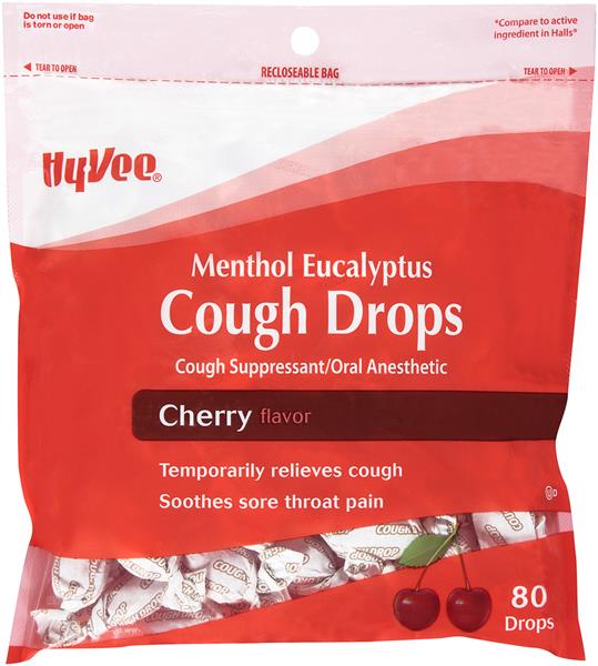 HyVee Menthol Eucalyptus Cherry Flavor Cough Suppressant/Oral